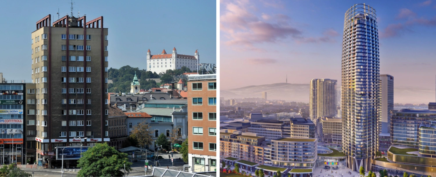 Ako rástli výškové budovy v Bratislave? Od Manderláka po mrakodrap Eurovea Tower