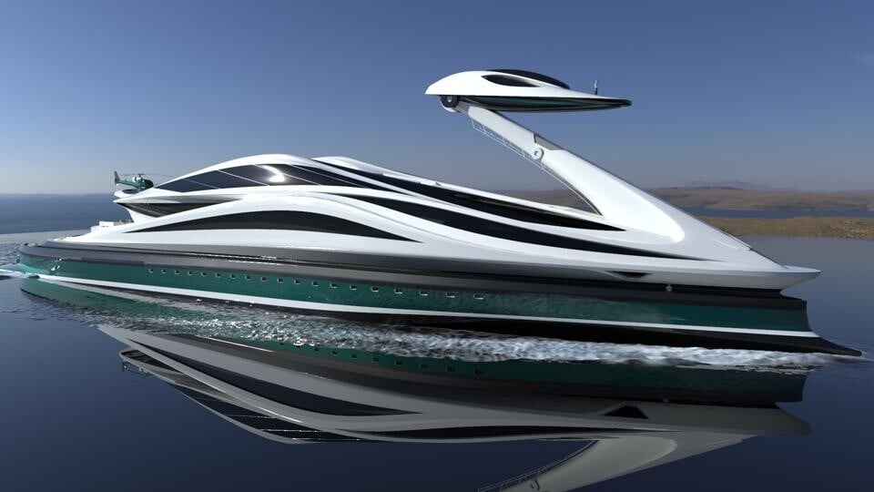 Superjachta ako labuť. Pozrite si asi najčudnejší dizajn lodiarskeho roku 2020