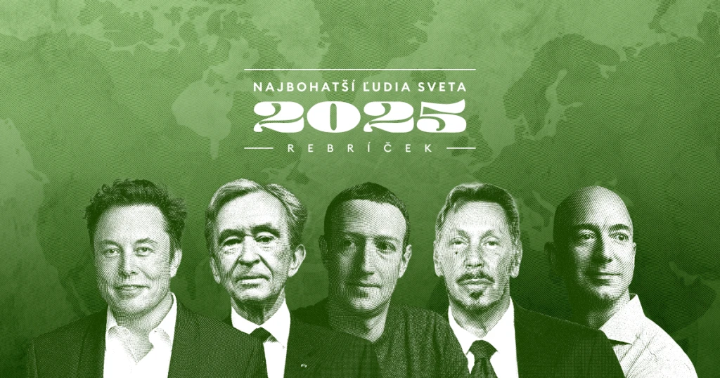 Najbohatší ľudia sveta 2025 - Musk, Arnault, Zuckeberg, Ellison, Bezos
