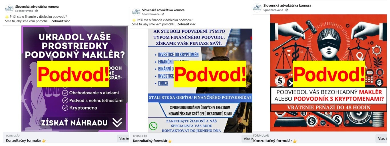 Príklady podvodov na sociálnych sieťach. 