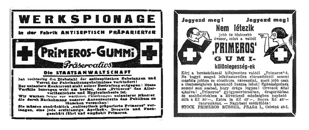Inzeráty v nemčine a maďarčine z 20. rokov 20. storočia: Ilustrácia: ULIB