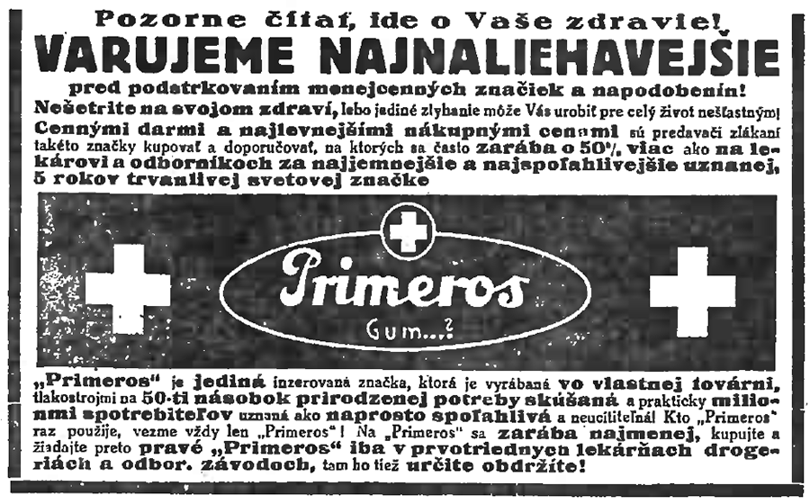 Inzerát z roku 1936. Ilustrácia: ULIB