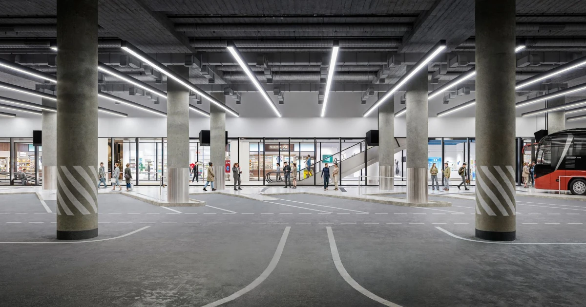 Na snímke interiér autobusovej stanice