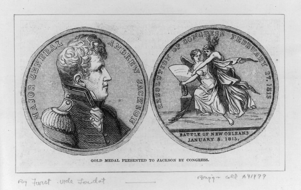 Návrh medaile prezidenta Andrewa Jackson od Mórica Fürsta. Ilustrácia: Library of Congress