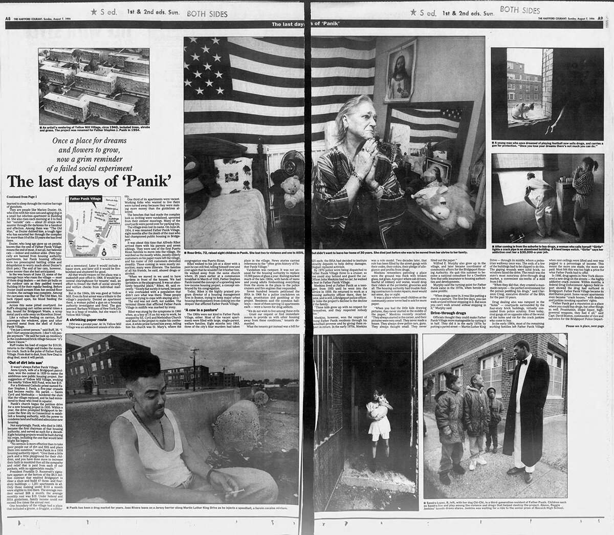 Reportáž o Father Panik Village v novinách Hartford Courant z roku 1994. Ilustrácia: Newspapers.com