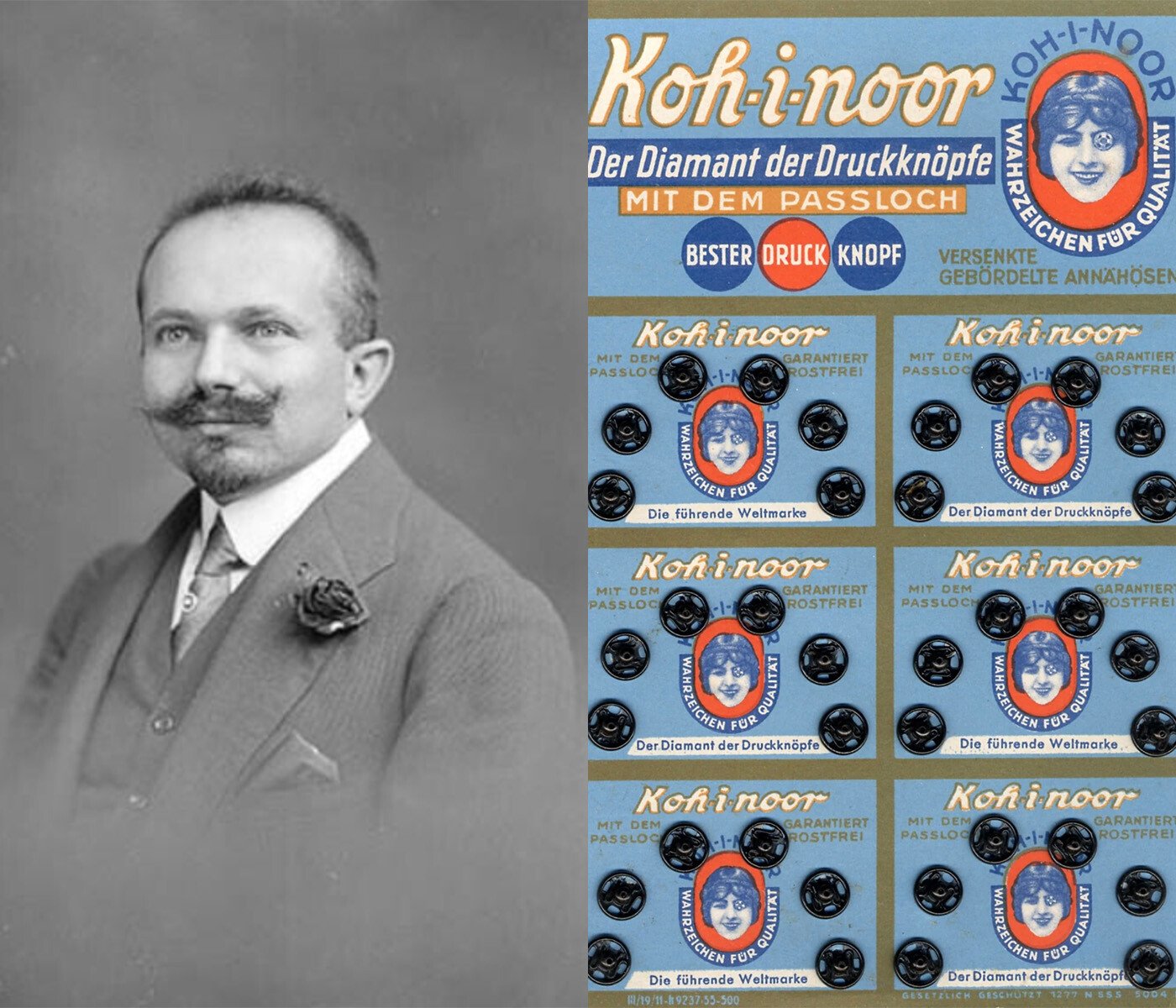 Jindřich Waldes a Waldes Koh-i-noor patentky. Foto: Wikimedia Commons