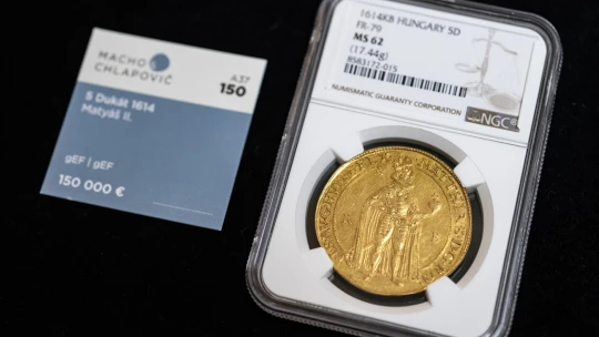 Vzácny päťdukát Mateja II. vydražený. Cena dosiahla 330-tisíc eur