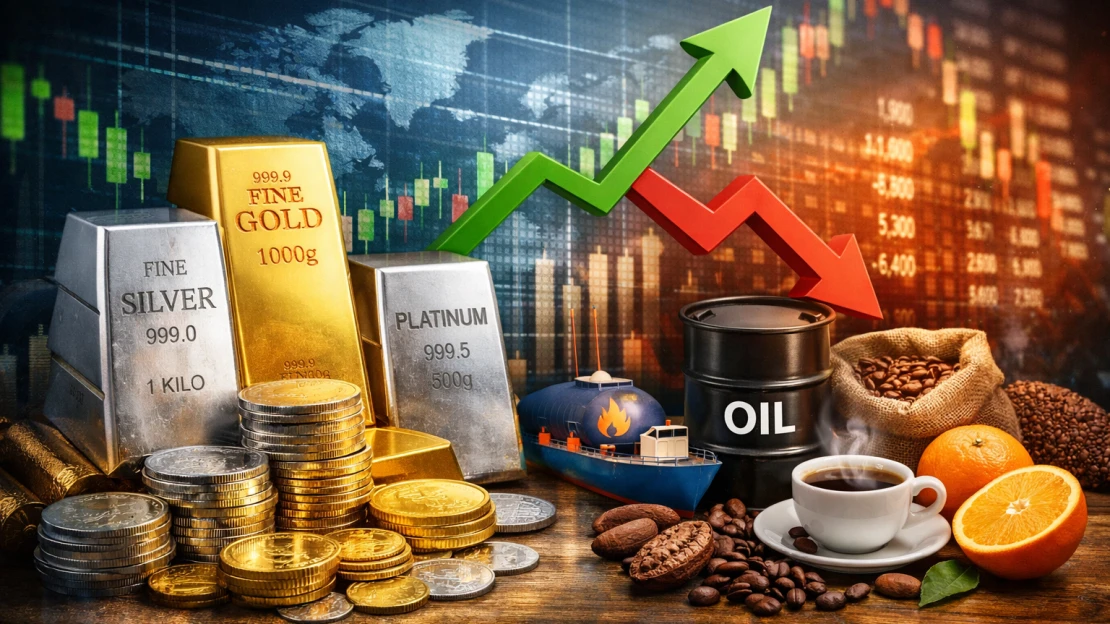 Ceny komodít v roku 2025: striebro zdraželo takmer o 150 percent, ropa a plyn klesli