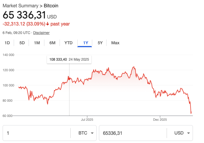 Na snímke graf vývoja hodnoty bitcoinu.