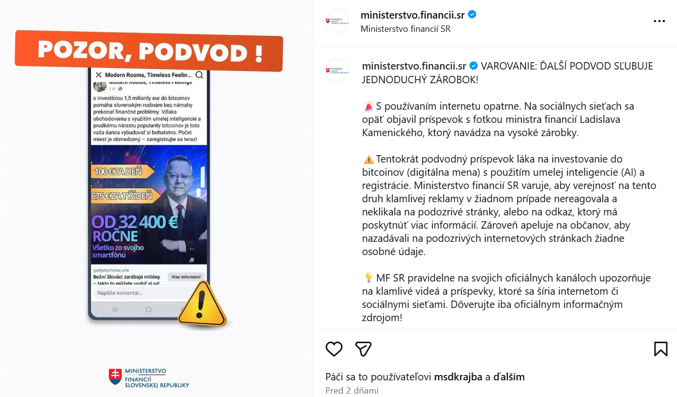 Varovanie ministerstva financií