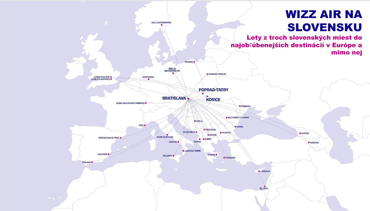 Lety Wizz Air zo Slovenska